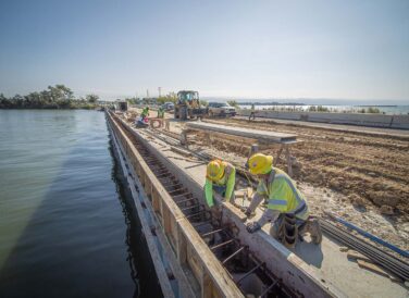 construction workers on SH 334 Bridge