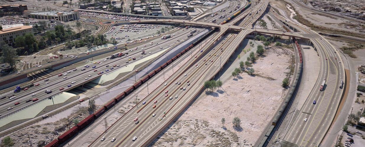 Border West Expressway aerial view of roadway